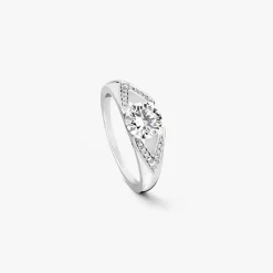 New Arthus Bertrand Bague Solitaire Or Blanc Diamant 1 Carat Victoire