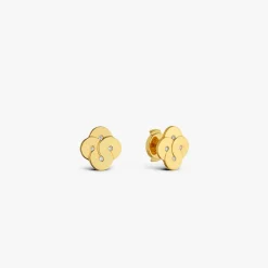 Hot Arthus Bertrand Boucles d'Oreilles Or Jaune Diamant Enlacé