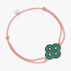 Clearance Arthus Bertrand Bracelet Argent Enlacé Pop - Emeraude