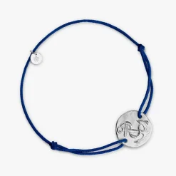 Fashion Arthus Bertrand Bracelet Cordon Argent Ancre - Bleu ciel - L