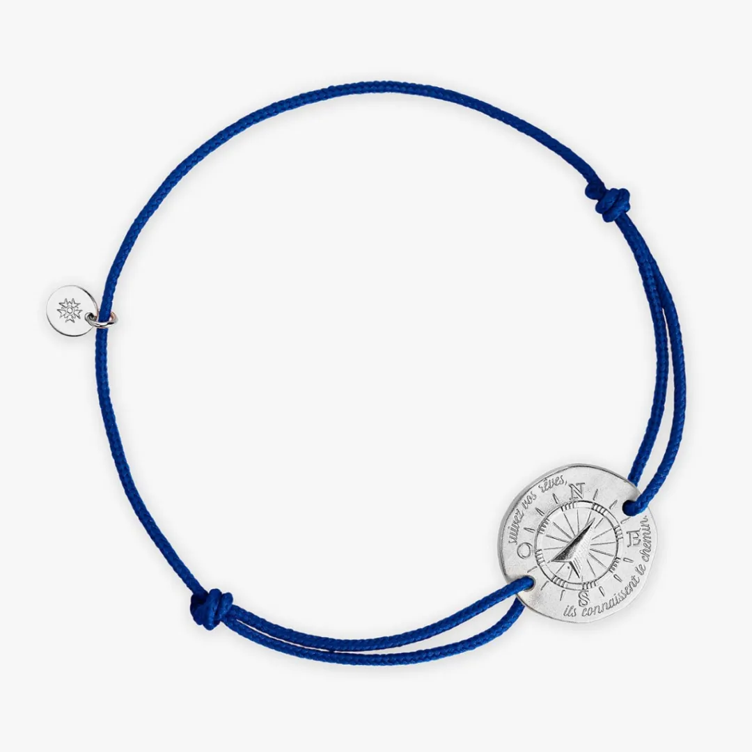 Hot Arthus Bertrand Bracelet Cordon Argent Boussole - Rose pêche - L