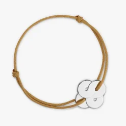 Hot Arthus Bertrand Bracelet Cordon Argent Enlacé - Epais - Vert olive