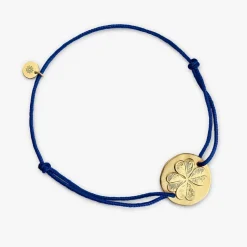 Hot Arthus Bertrand Bracelet Cordon Vermeil Trèfle - Turquoise