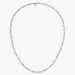 Sale Arthus Bertrand Chaîne Argent Ovale Striée - 60 Cm