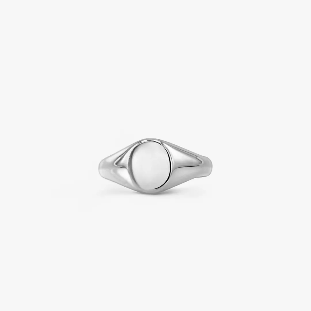 Fashion Arthus Bertrand Chevalière Ovale Or Blanc 9x7mm