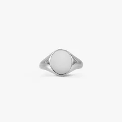 Online Arthus Bertrand Chevalière Ovale Or Blanc 12x10mm