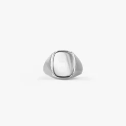Hot Arthus Bertrand Chevalière Tonneau Or Blanc 17.5x14.5mm