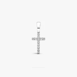 New Arthus Bertrand Croix Fil Carré Or Blanc & Diamants