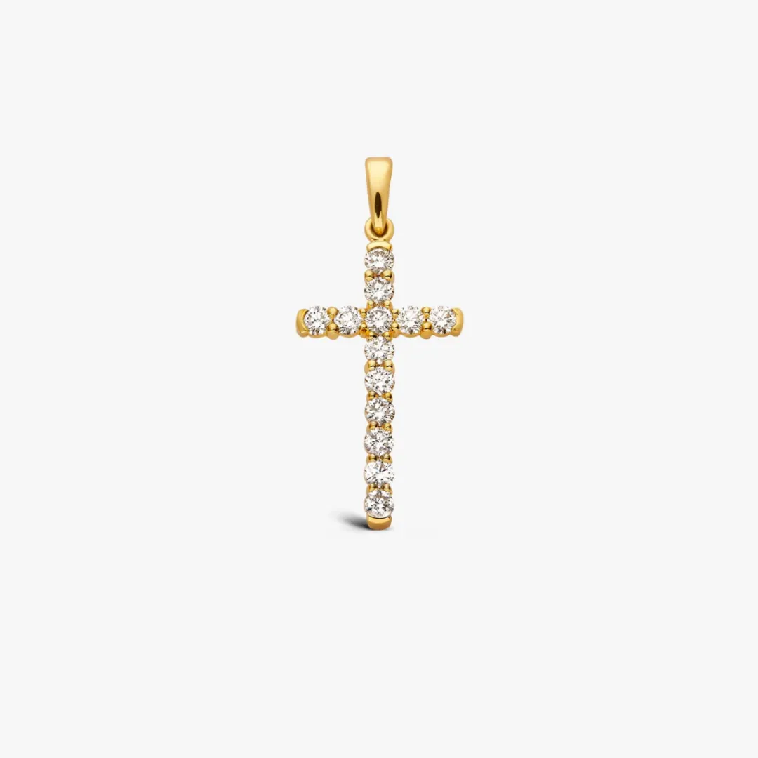 Hot Arthus Bertrand Croix Pavée Or Jaune & Diamant