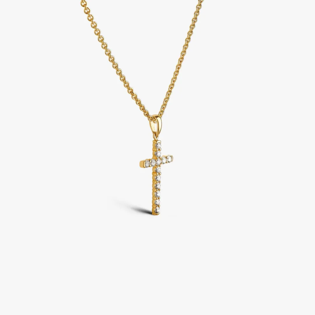 Hot Arthus Bertrand Croix Pavée Or Jaune & Diamant