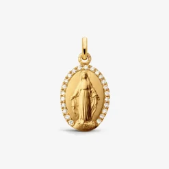 New Arthus Bertrand Médaille Miraculeuse Or Jaune Diamant