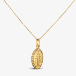 New Arthus Bertrand Médaille Miraculeuse Or Jaune Diamant