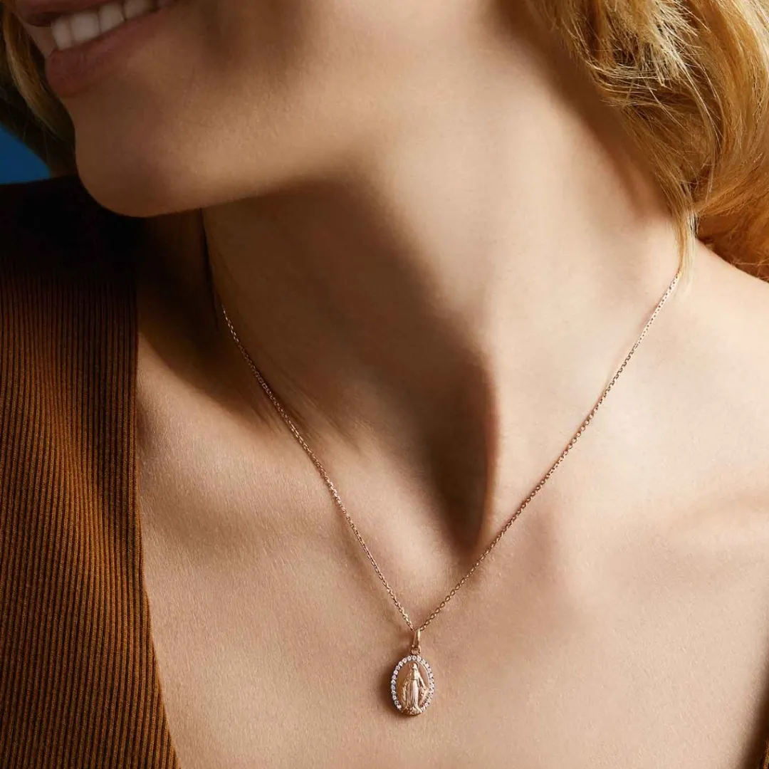Outlet Arthus Bertrand Médaille Miraculeuse Or Rose Diamant