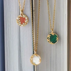 New Arthus Bertrand Médaille Or Jaune & Malachite Flora