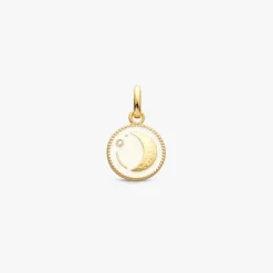 New Arthus Bertrand Pendentif Or Jaune & Diamant Lune - Ivoire