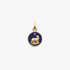 New Arthus Bertrand Pendentif Or Jaune & Diamant Ours - Bleu Marine