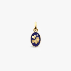 Hot Arthus Bertrand Pendentif Or Jaune & Diamant Trèfle - Bleu Marine