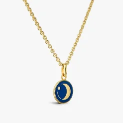 Fashion Arthus Bertrand Pendentif Or Jaune & Diamant Lune - Bleu Marine