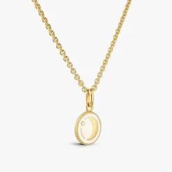 New Arthus Bertrand Pendentif Or Jaune & Diamant Lune - Ivoire