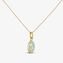 Fashion Arthus Bertrand Pendentif Or Jaune Trèfle - Bleu Ciel